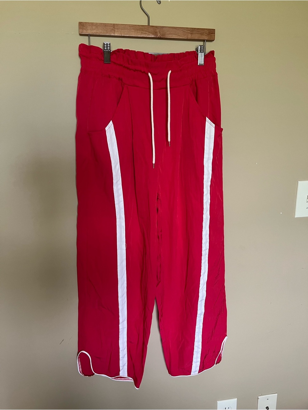 Women’s red striped track pants